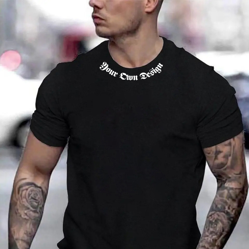 

Creative Letter Graphic Men's Short Sleeve T-shirt, Comfy Stretchy Trendy Tees For Summer, Casual Daily Style Fashion Clothing