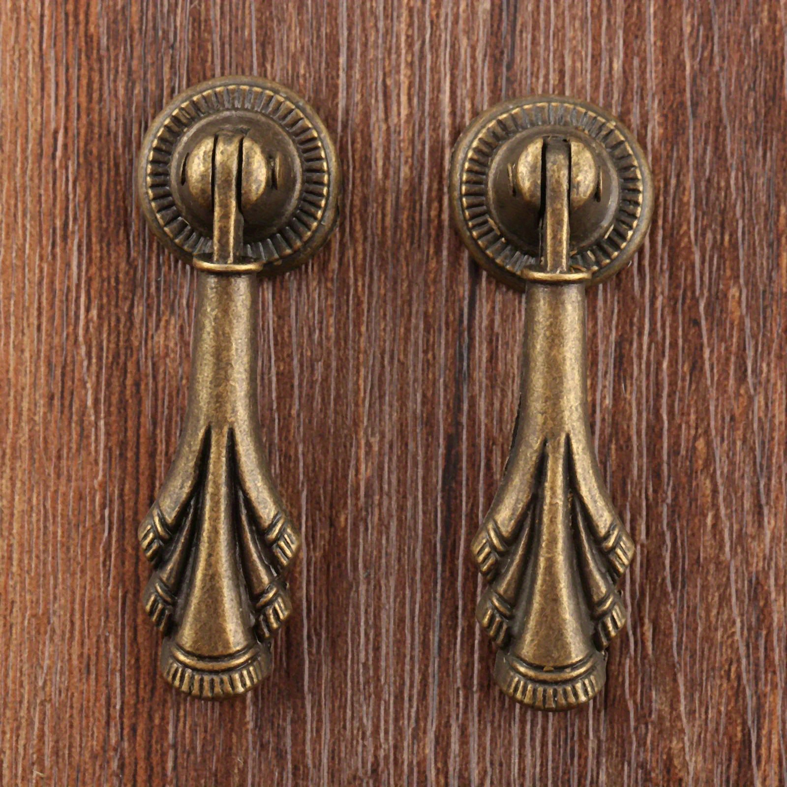 

2pcs Antique Bronze Long Handles - Vintage Pull Knobs With Screws For Kitchen Cabinets & Furniture