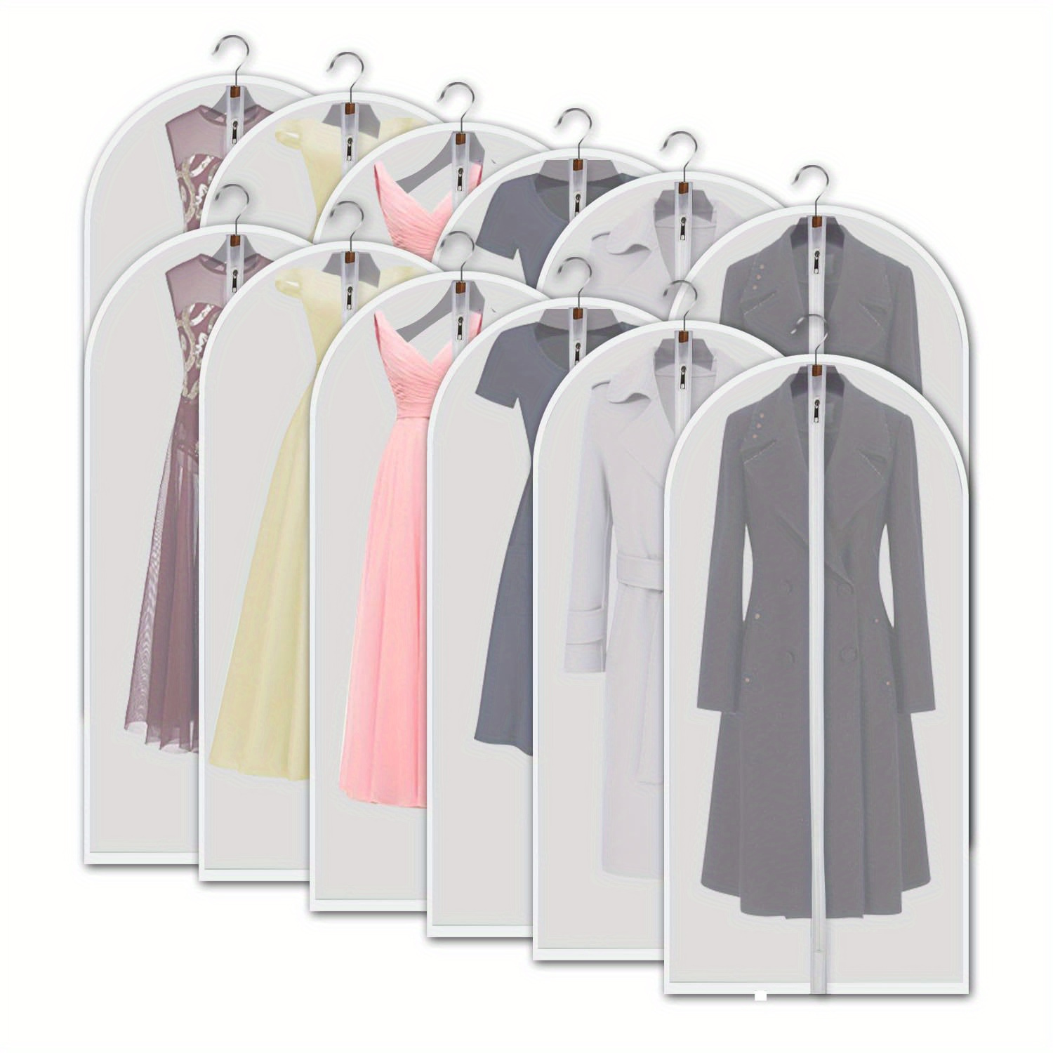 

1pc Clear Hanging Garment Bags, Clothes Protective Cover, Wardrobe Hanging Clothes Dust Cover, Dress Bag For Gowns Long