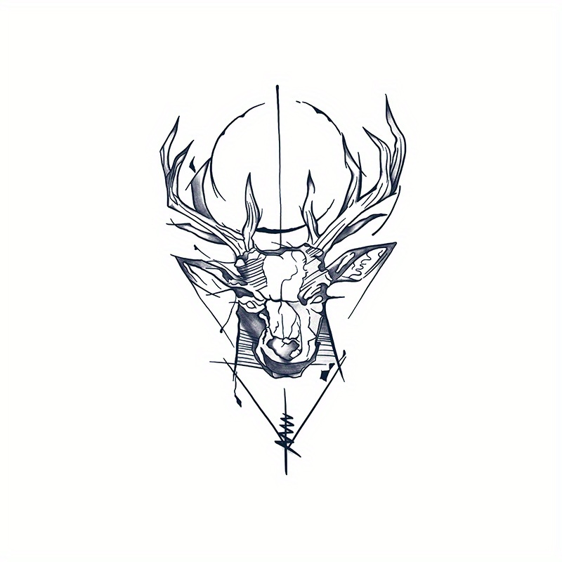 Elk Herbal Tattoo Stickers Waterproof Long-lasting Men's Juice Semi-permanent Deer Head Antlers Forearm Flower Arm - Lasts 1-2 Weeks, Waterproof And Friction-resistant