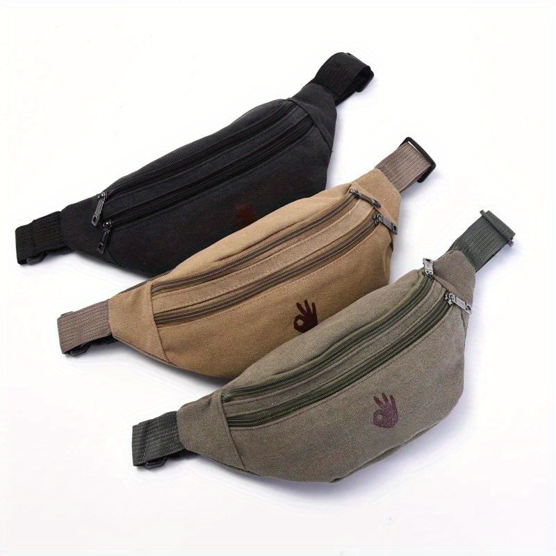 

1pc Casual Multi-functional Waist Bag, Fashion Canvas Fanny Pack