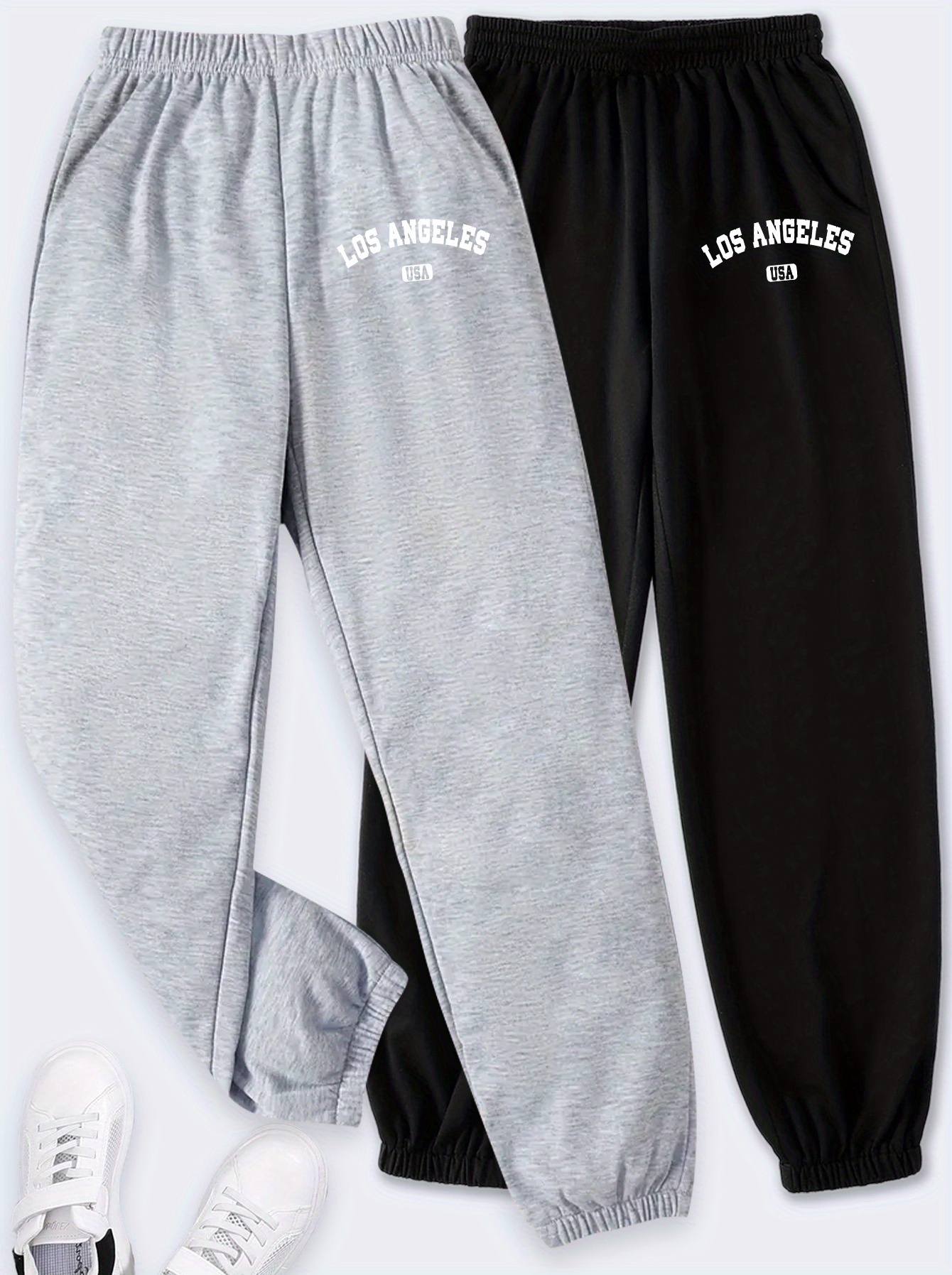 los angeles print boy s joggers side pockets comfy Temu