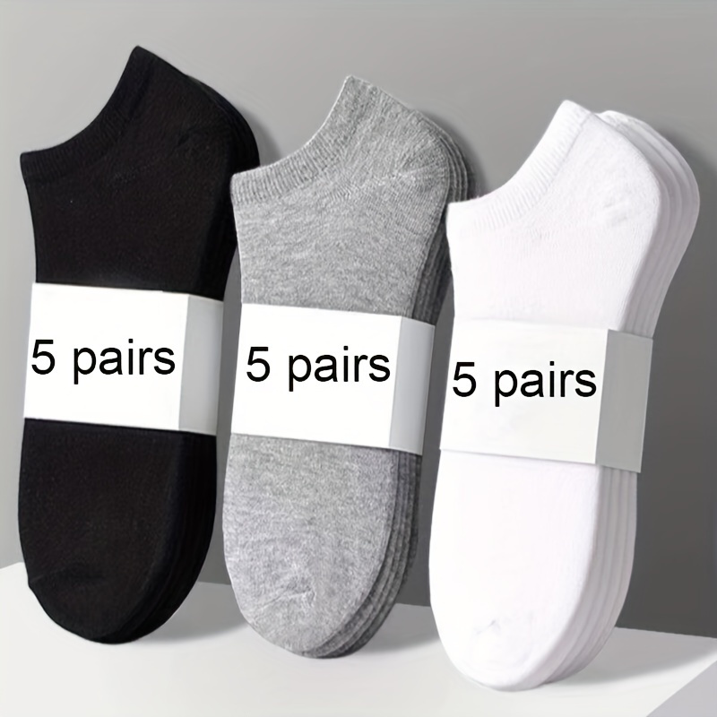 

15 Pairs Of Men's Cotton Solid Color Anti Odor & Sweat Absorption Low Cut Socks, Comfy & Breathable Socks, For Daily Wearing