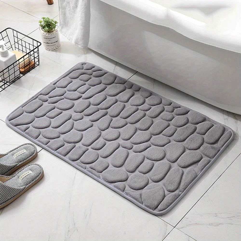 ultra soft memory foam bath rug with cobblestone design quick dry non slip machine washable   shower room and bathroom decor details 1