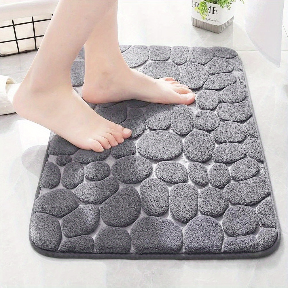 ultra soft memory foam bath rug with cobblestone design quick dry non slip machine washable   shower room and bathroom decor details 2