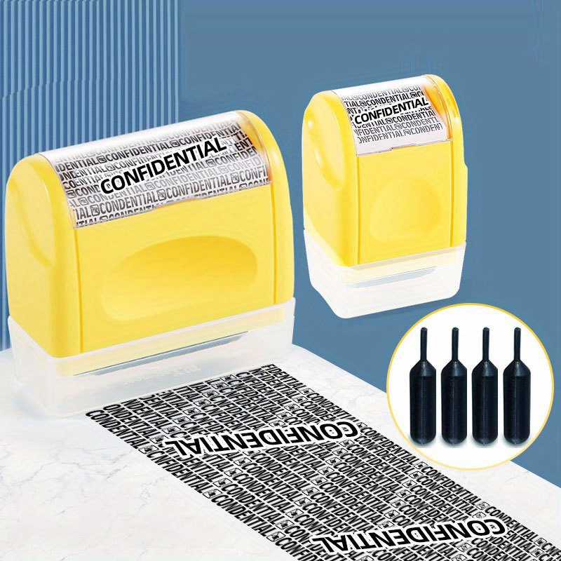 

Protection Roller Stamps, 2 Pack Confidential Roller Stamp With 4 Refills, Privacy Stamp Information Blocker Stamp For Id Account, Address, Mail, Bill & Privacy Information