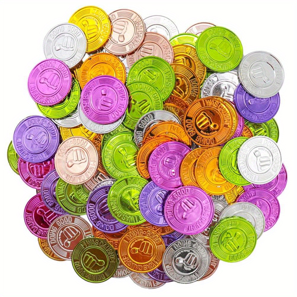 

100pcs Assorted Colored Plastic Pirate Coins, Fake Treasure Coin Props For Party Games, Carnival Themes, And Classroom Rewards