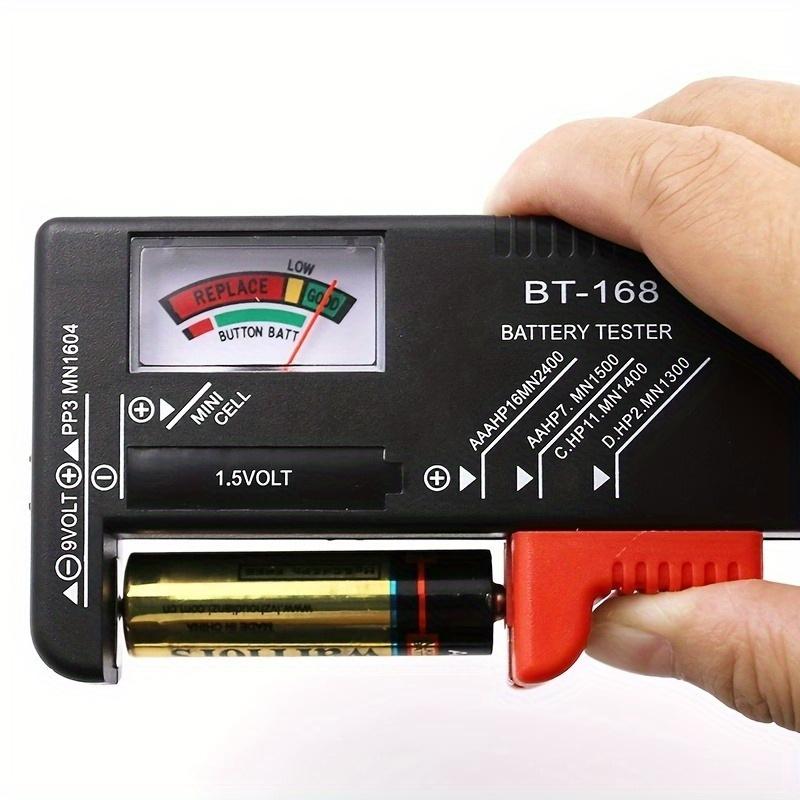 

1pc Bt-168 Battery Tester - Universal For Aa/aaa/c/d/9v/1.5v Batteries, Color- Meter, Easy-to-read Display, Material, Quick Testing, For Home/industrial Use, Suitable For Battery Types