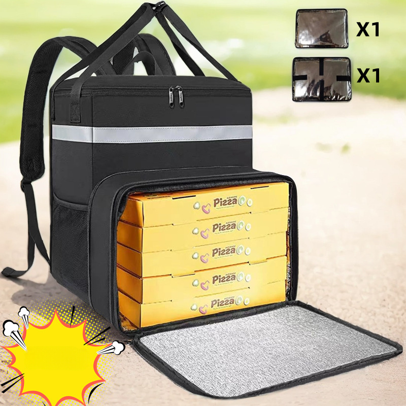 

Large Capacity Oxford Cloth Takeaway Bag, Waterproof And Wear-resistant, Expandable Catering Insulated Delivery Bag With Layered Expansion Design And Multifunctional Compartments For Restaurant Use