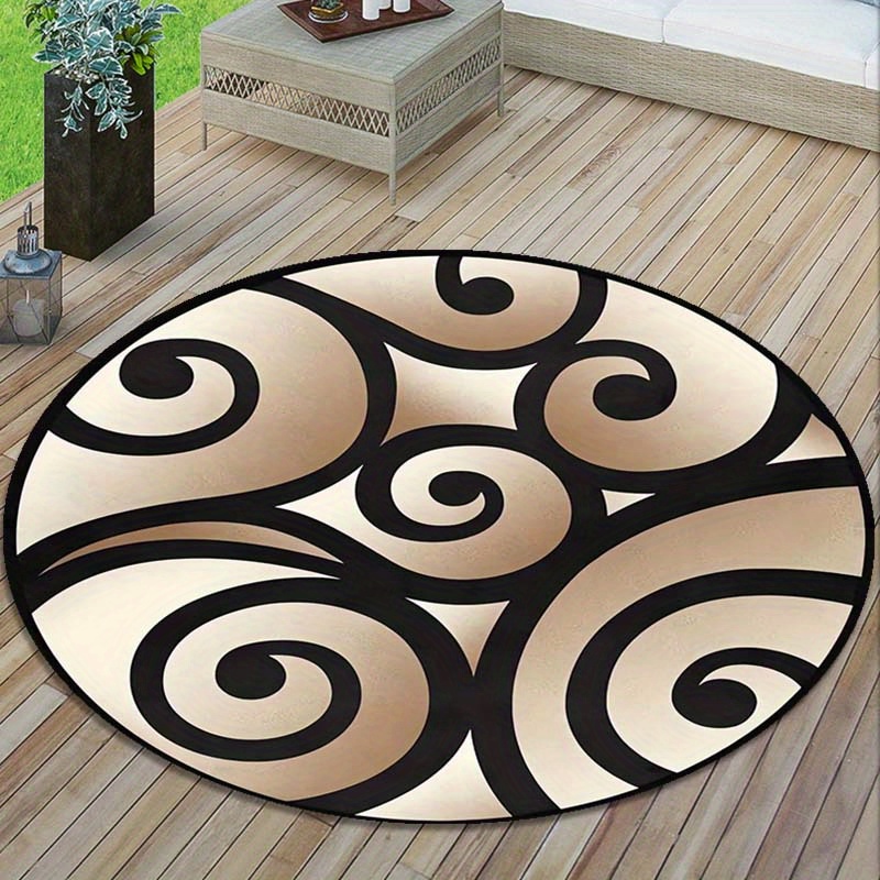 

1pc Spiral Vortex Patterned Round Rug Area Rug, Outdoor Rug Picnic Mat Suitable For Deck Backyard Patio Aesthetic Room Decor Art Supplies Home Decor