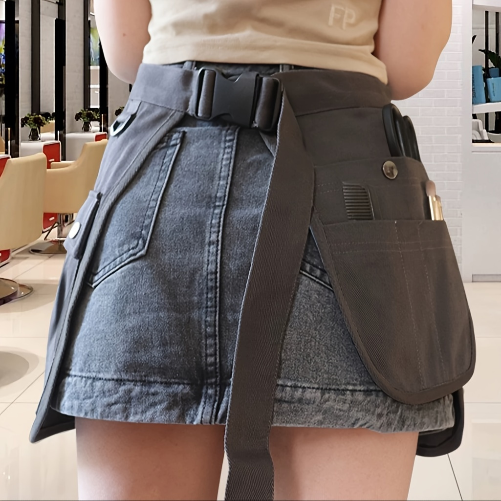 1pc Heavy-Duty Canvas Tool Apron with Multiple Pockets - Adjustable Waist Straps, Durable Fabric for Gardening, Industrial Work, Hairdressing & DIY Projects