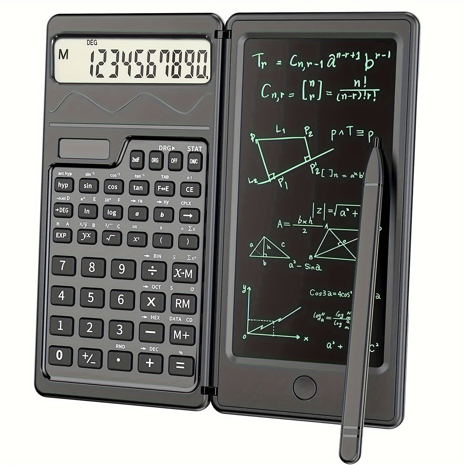 

Scientific Calculators 10-digit Lcd Display Foldable Calculator With Handwriting Board, Solar And Battery Dual Power Supply For Teacher, Engineer