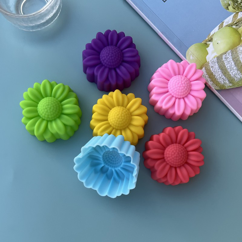 

6pcs, Flower Shape Silicone Muffin Cups, Pudding Cups, Reusable Cupcake Liners, Pastry Molds, Baking Tools, Kitchen Gadgets, Kitchen Accessories
