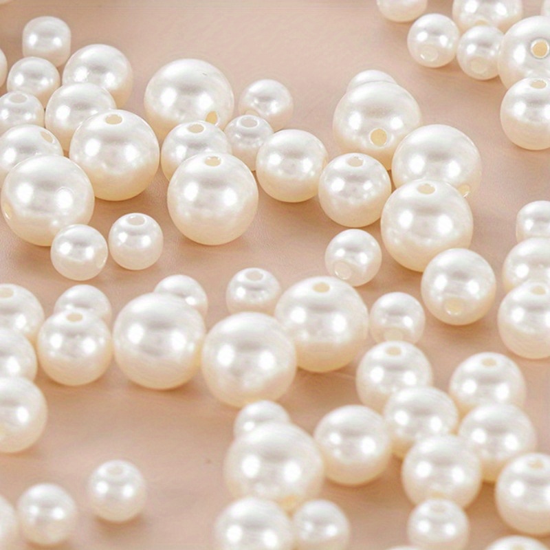 

1000/500/300pcs 6/8/10mm Gorgeous Beautiful Round Hole Loose White Beads Elegant Perfect Diy Bracelet Necklace Hair Card Bag Handicrafts Small Business Jewelry Making Supplies