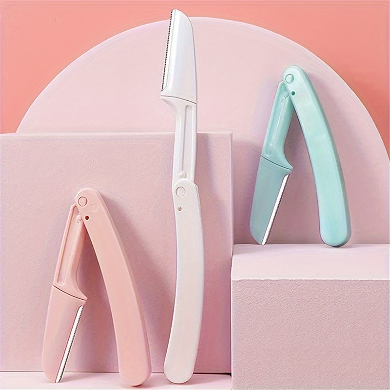 1/3/4件装折叠式眉毛剃刀面部剃刀，适用于男女，眉毛修剪器和剃须刀带梳子，安全且适合新手使用 详情 1