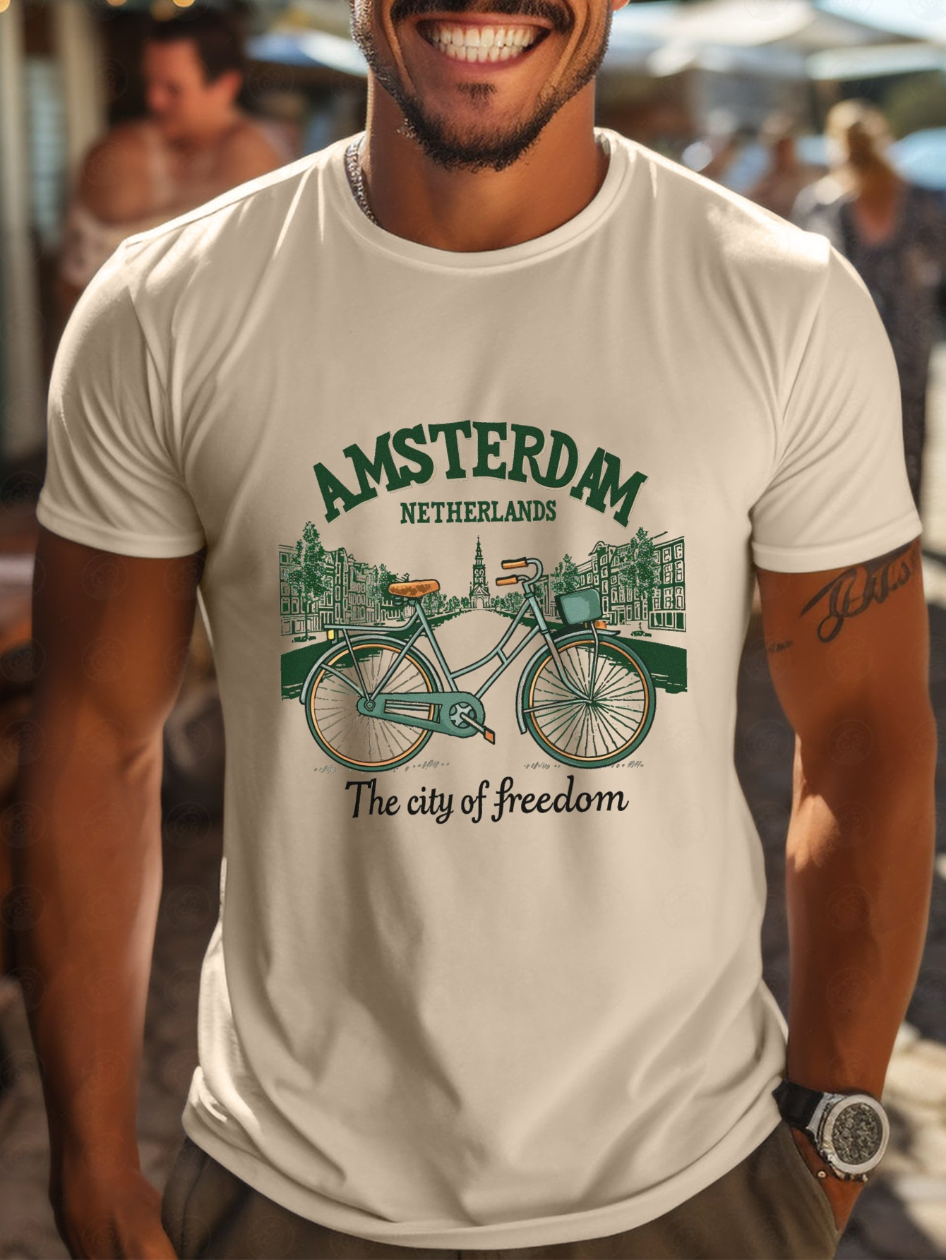 mens comfy amsterdam print short sleeve t shirt summer Temu Cyprus