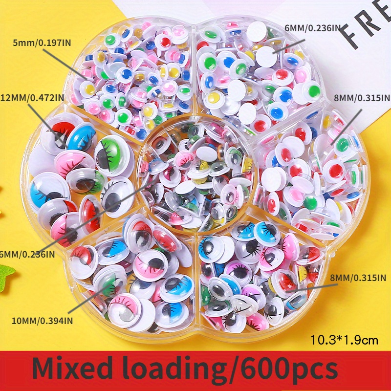 600pcs 5/6/8/10/12mm Colored Self-adhesive Googly Eyes