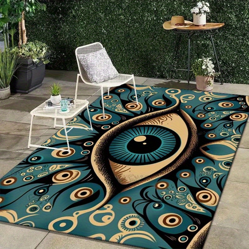 

3d Mandala Evil Eye Printed Rug, Outdoor Rug For Patio Garden Yard, Indoor Area Rug For Bedroom Living Room Anti-slip Floor Mat