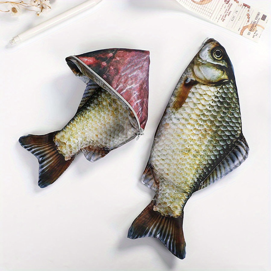 MEISH Stifttasche In Fischform | Lustiges Federmäppchen Mit Reißverschluss, Schwarz