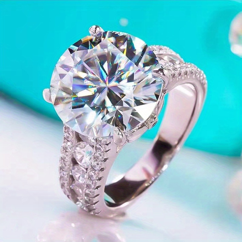 TEMU A 925 Silver Ring Featuring 10 Carats Of Moissanite, Designed In A Retro European And , Engagements, Weddings, Parties, And Classic High-end For