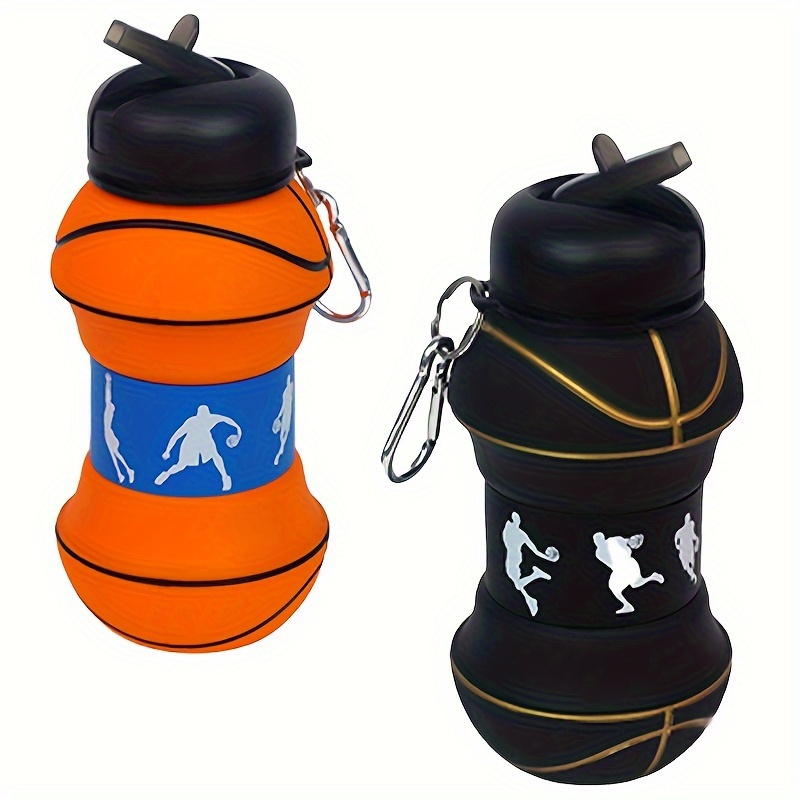 

1pc 550ml/18.6oz Collapsible Basketball Water Bottle - Portable And Leakproof Water Cup, Suitable For Fitness, Outdoor Activities, And Travel