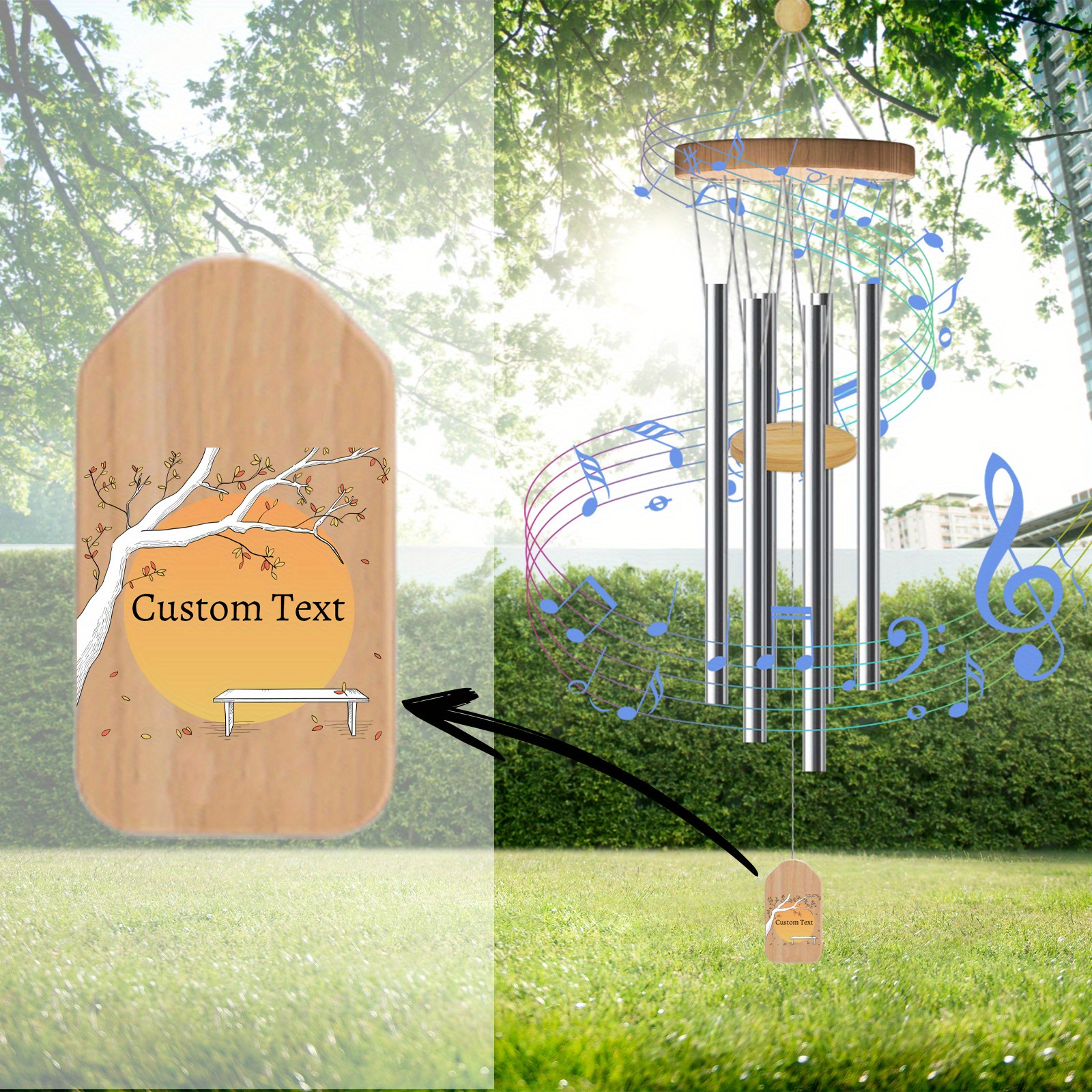 

1pc, Unique Handcrafted Outdoor Wind Chime, Melodious Bells With 6 Metal Tubes, Perfect For Enhancing Your Garden, Yard, Patio, Home Decor And Gifting