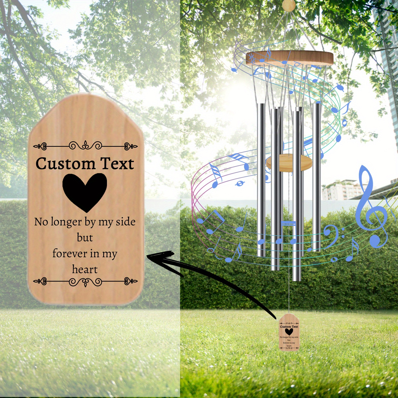 

1pc, Personalized Outdoor Wind Chimes, Garden Wind Chimes With 6 Aluminum Alloy Tubes, Memorial Wind Chimes For Decorating Home, Garden, And Patio