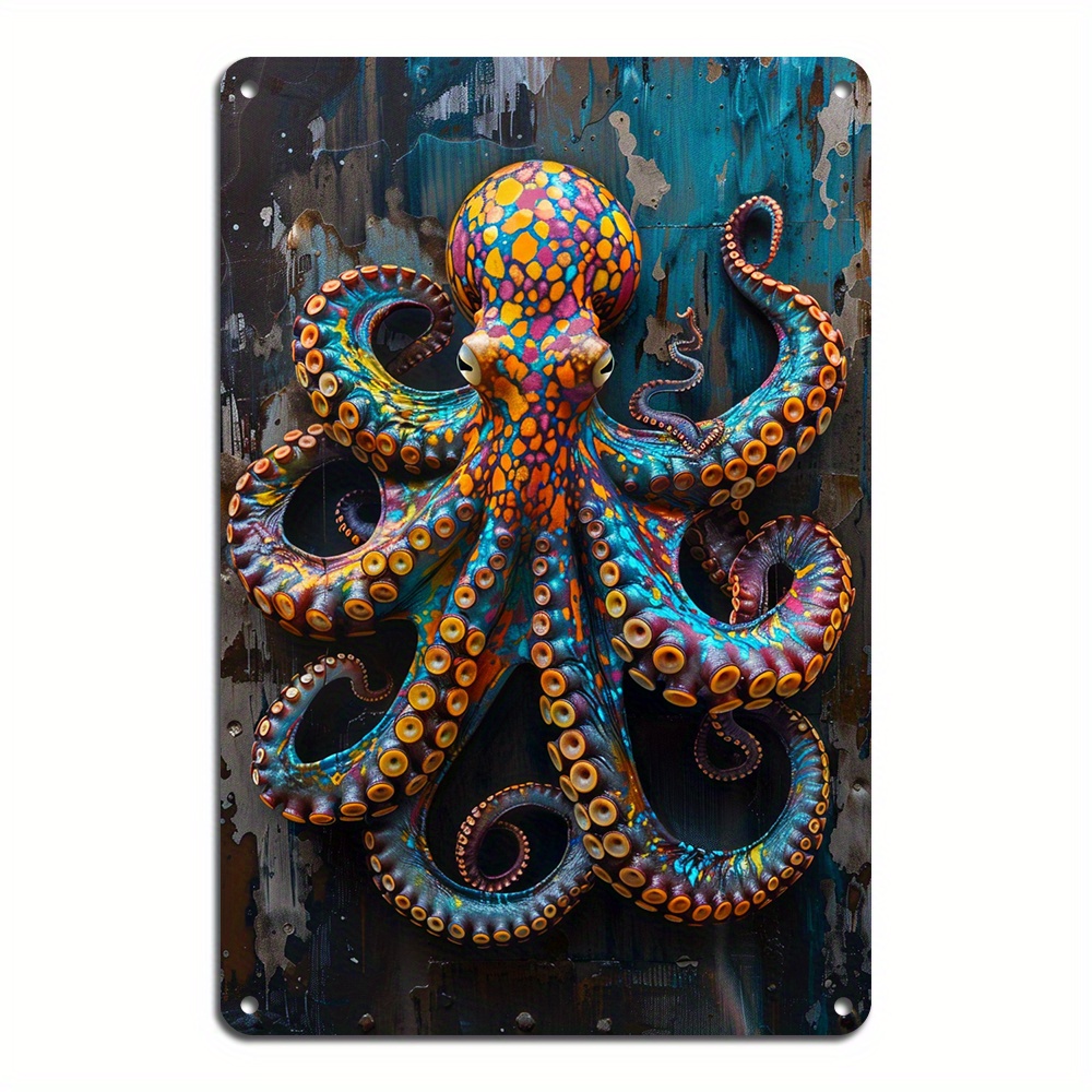 

1pc Octopus Metal Tin Sign Wall Sign Vintage Plaque Decor, Wall Art Decor, Durable Wall Hanging Plaque, Indoor/outdoor Decor(8x12inch/20*30cm)