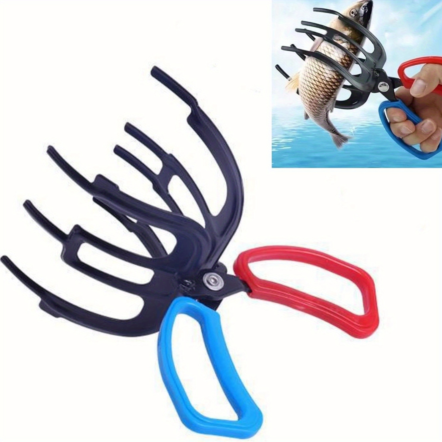 Bluewing 10 inch Fishing Gripper 1pc Fish Lip Gripper Aluminum Alloy Fish Catcher Fish Grabber with Coiled Lanyard