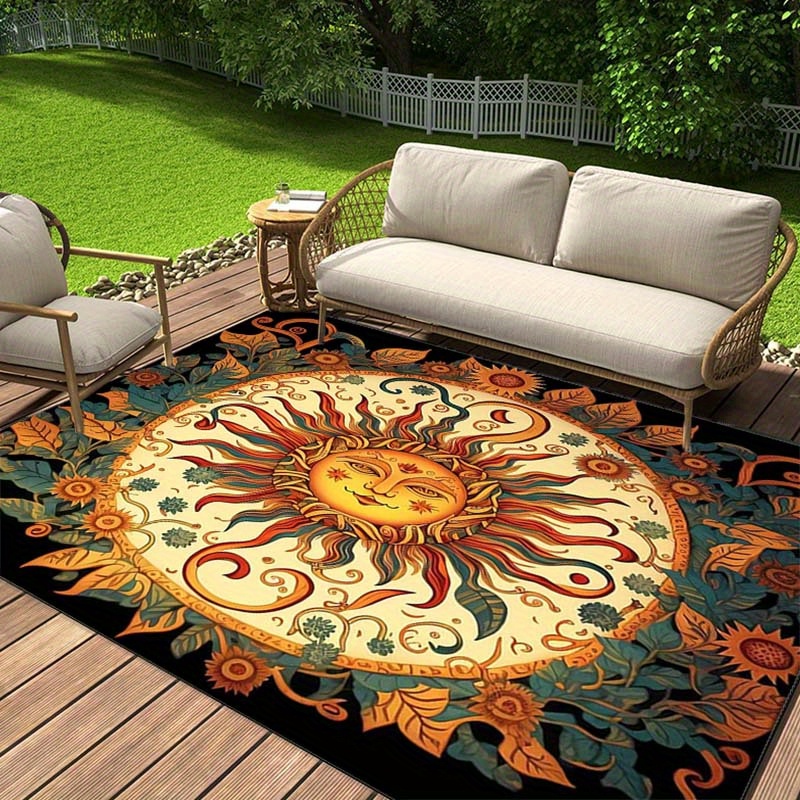 

3d Mandala Sun Flower Printed Rug, Outdoor Rug For Patio Garden Yard, Indoor Area Rug For Bedroom Living Room Anti-slip Floor Mat