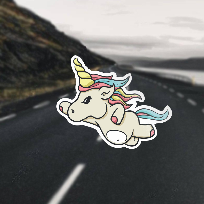 

Funny Flying Unicorn Car Bumper Vinyl Sticker, Decal