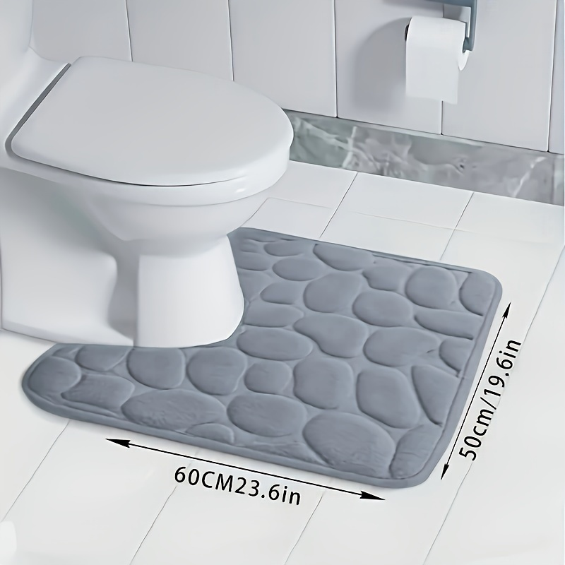 

1pc Pebble Bathroom U-shaped Contour Mat, Absorbent & Quick-drying Bathroom Floor Carpet, Non-slip & Non-shedding U-shaped Contour Rug, For Bathroom & Toilet, Ideal Bathroom Accessories
