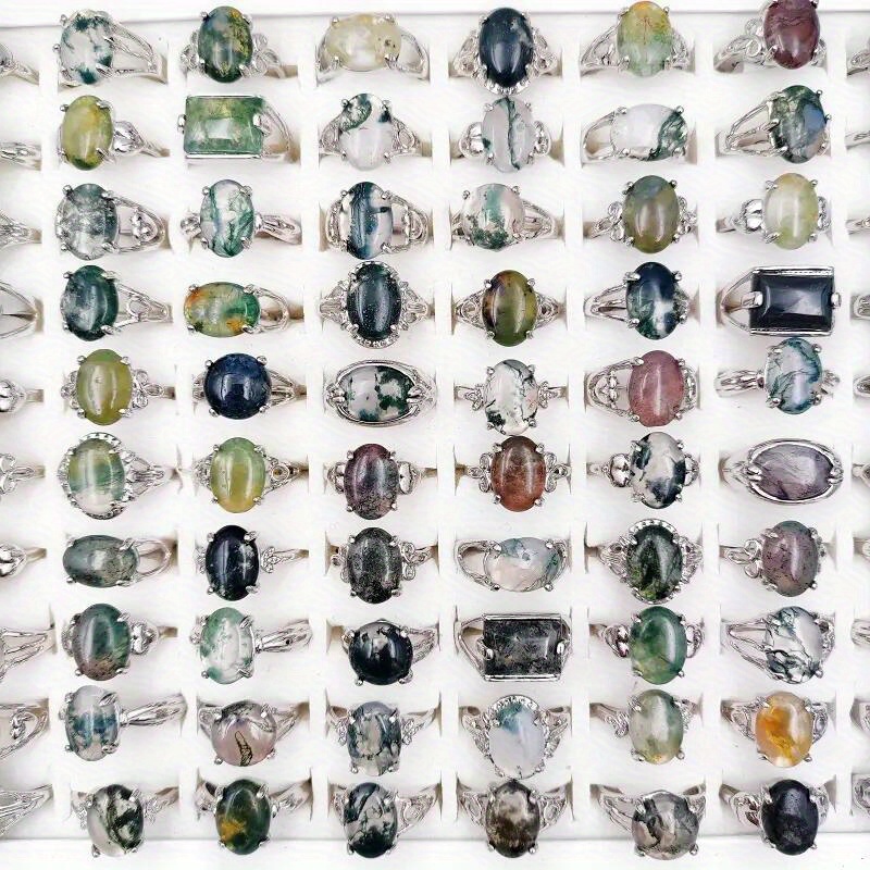 

20pcs Stone Rings Unisex Rings For Men And Women - Color Shape Size Random Delivery - Opp Bag