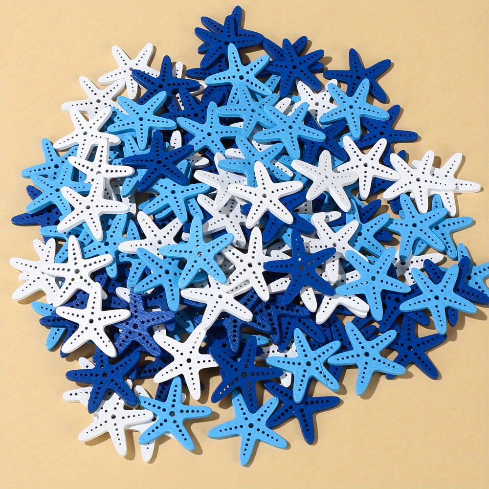 

50 Pcs 30mm Wooden Beads 3 Color Starfish Shape Loose Spacer Beads Diy Jewelry Making Necklace Bracelet Earring Accessories