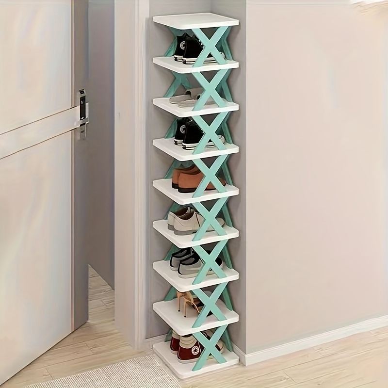 

1pc Multi-layer Plastic Folding Shoe Rack, Stackable Detachable Home Space-saving Organizer Shelf For Entryway, Hallway, Bedroom, Living Room, Dorm