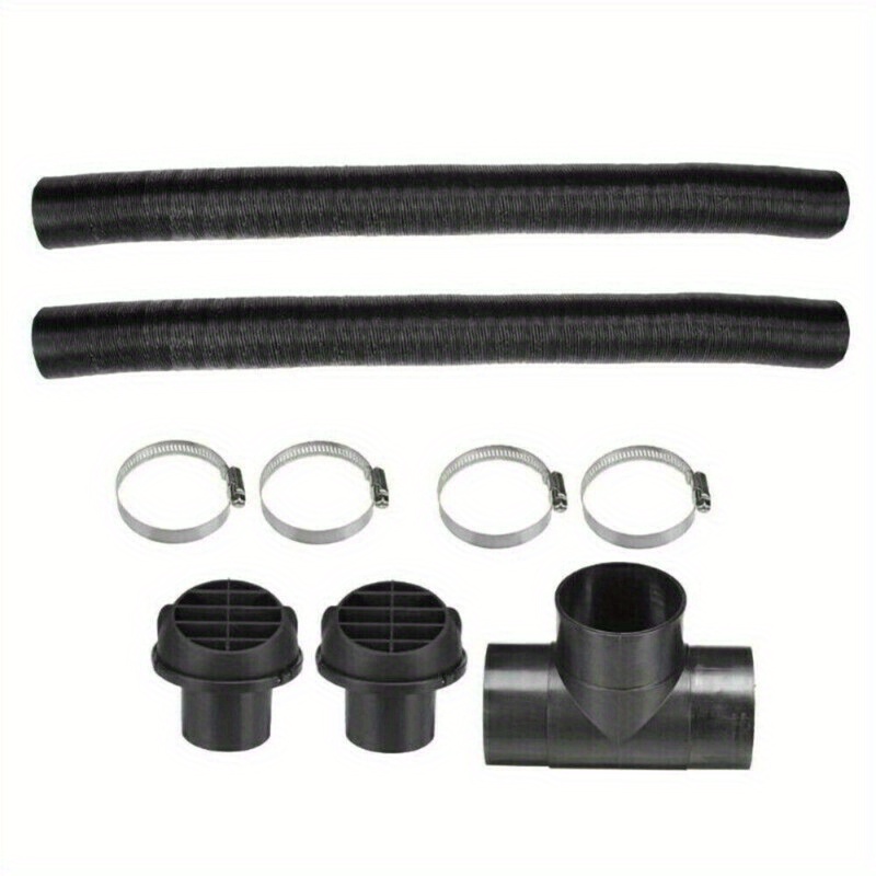 1 Set 60mm Pipe Ducting T Piece + Warm Air Outlet Vent Hose Clip Kit For Heater