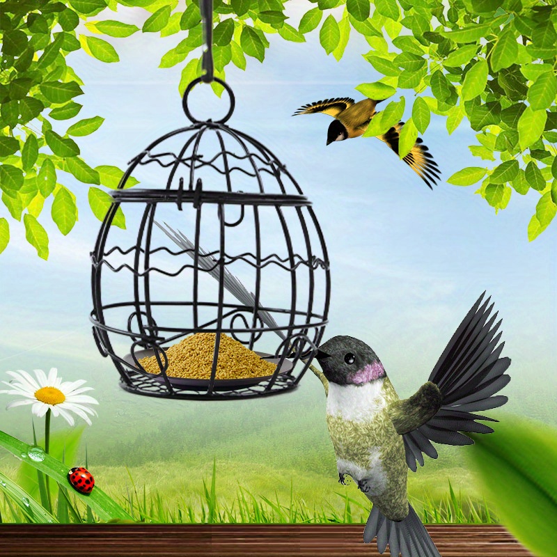

1pc Hanging Bird Feeder, Rustic Cage Design, Outdoor Garden Hummingbird Supplies, Durable Metal Construction, Easy To Hang, Perfect For Pet Birds & Wild Birds Feeding