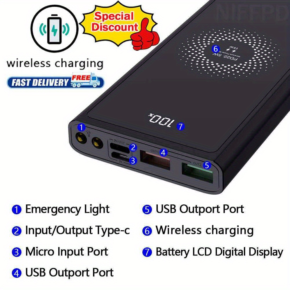 

10000mah Usb Wireless Power Bank Backup Fast Portable Charger External Battery