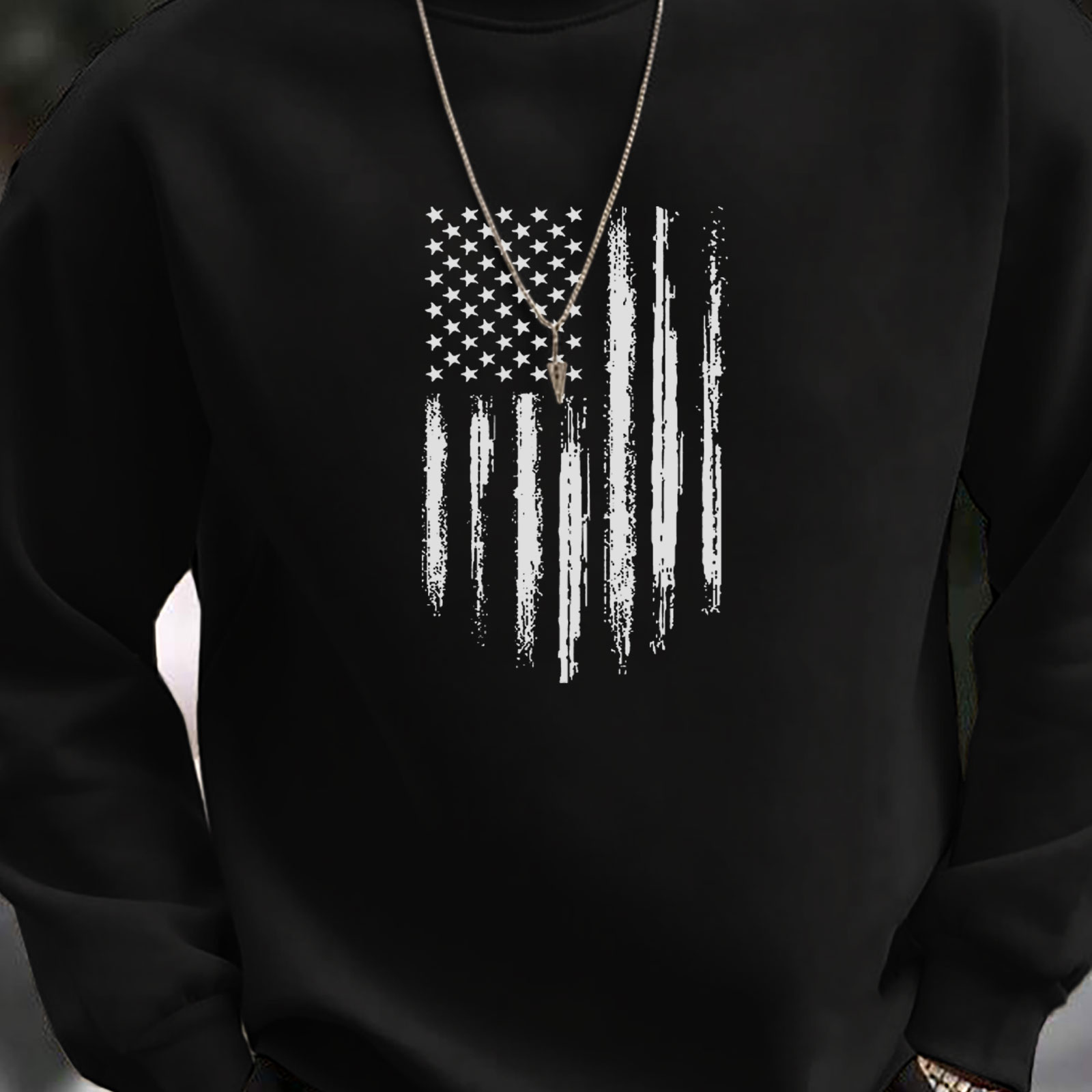 

American Flag Print Men's Pullover Round Neck Long Sleeve Sweatshirt Loose Casual Top For Autumn Winter Men's Clothing As Gifts Leisure Holiday