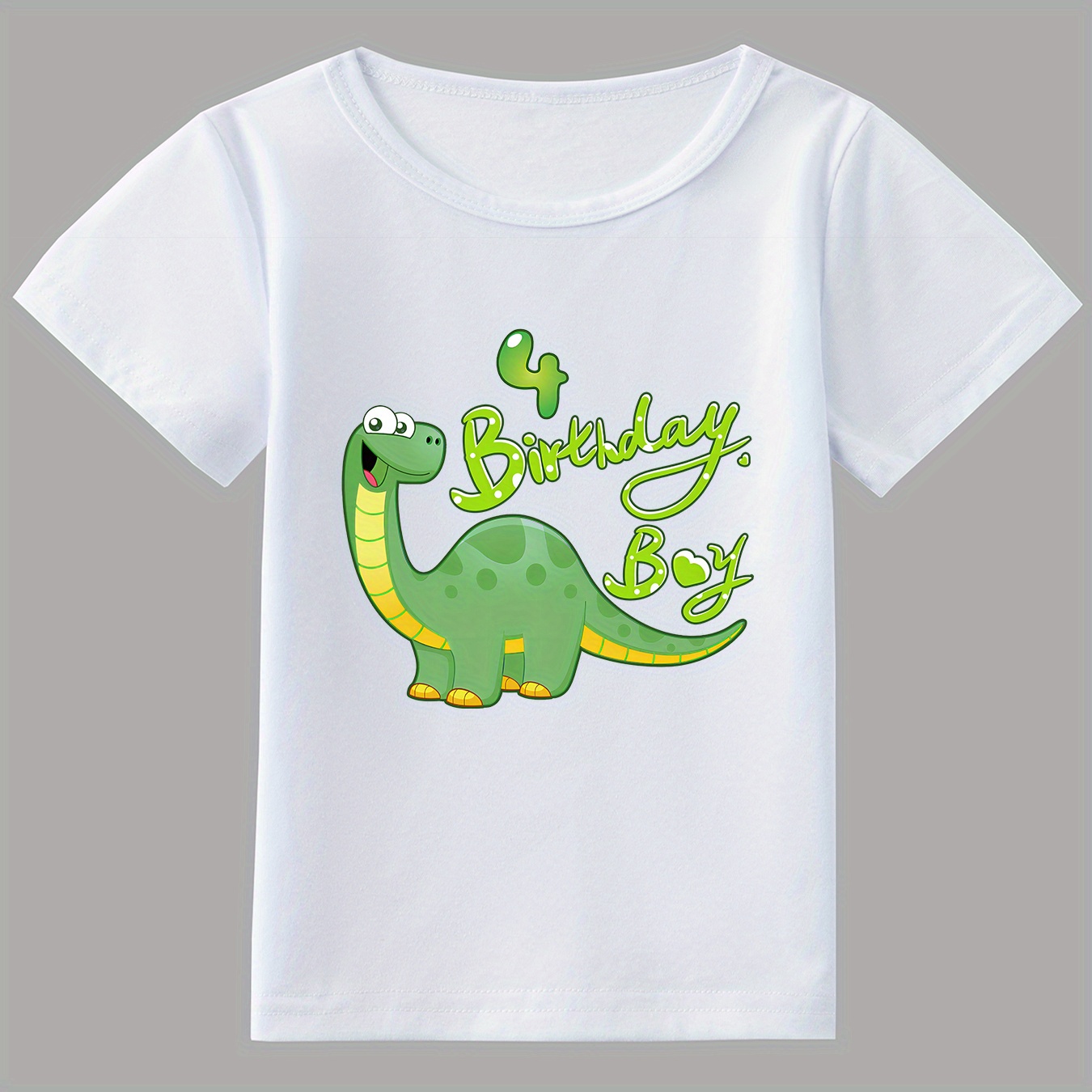 

Boy's Casual T-shirt, Birthday Boy & Dino Print Comfortable Short Sleeve Top, Boys Summer Clothing