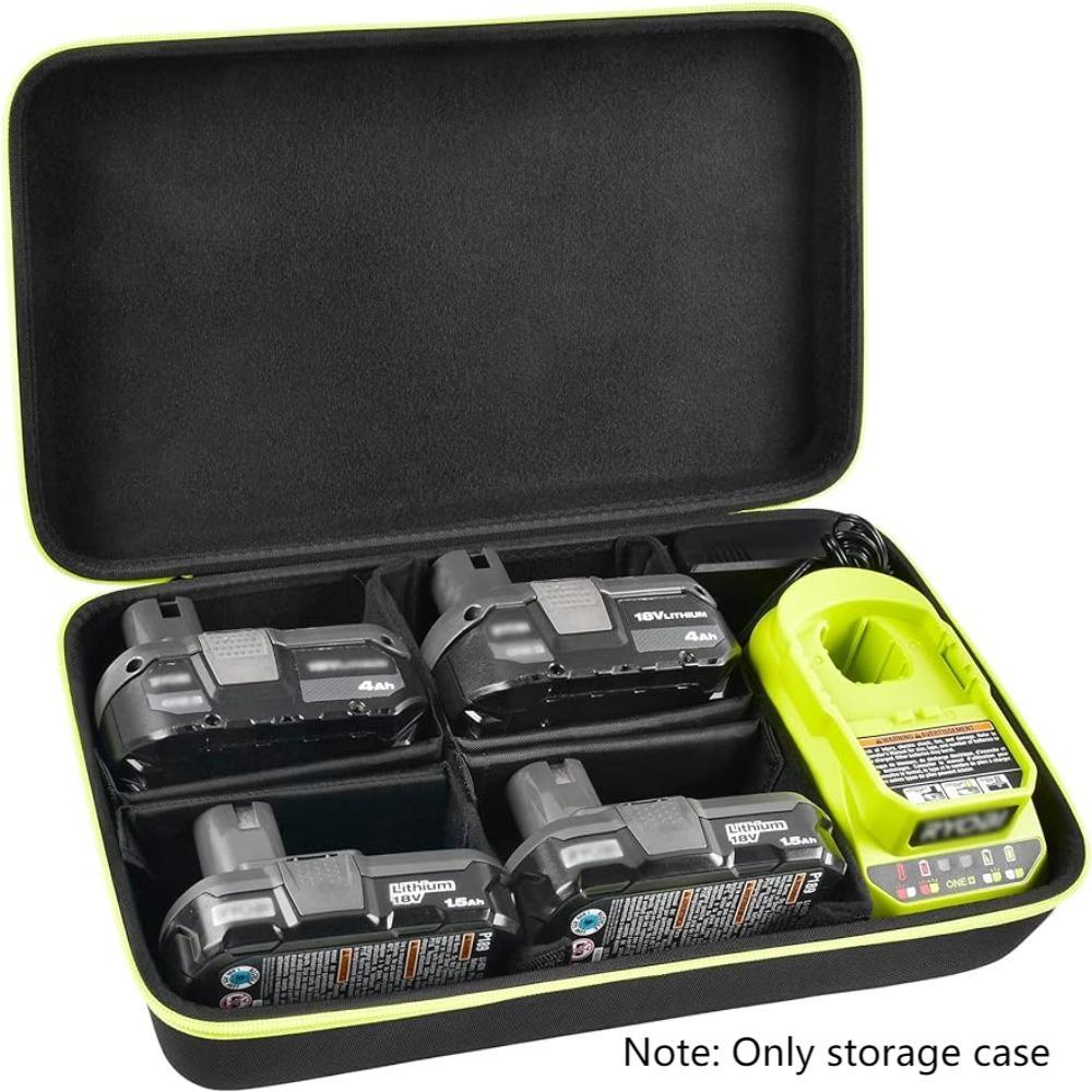 

1pc Hard Shell Organizer Case Compatible With Ryobi One+ 18v Lithium-ion Batteries And Charger, Pvc Material, Durable Storage Carrying Holder With 6 Customizable Dividers, Protective Box Only