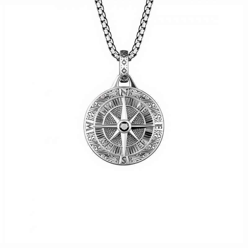 Men's Retro Compass Pendant Necklace