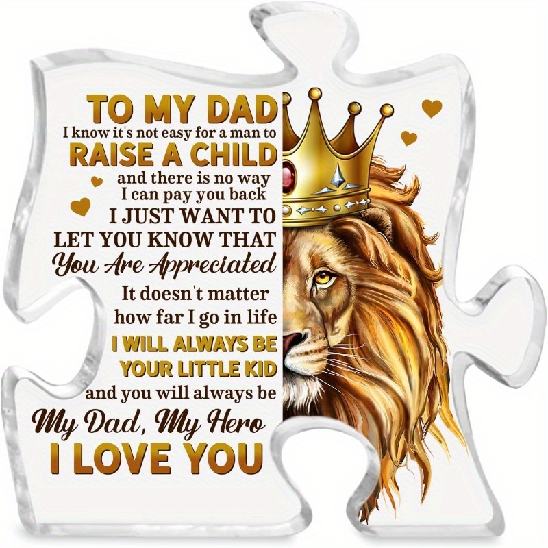 

1pc Dad Gift From Daughter Son, Dad Puzzle Shaped Acrylic Sign, Thank You Dad Keepsake, Grateful Gift For Dad Father-in-law Grandpa, Bonus Dad Stepdad Present, Gift For Father's Day