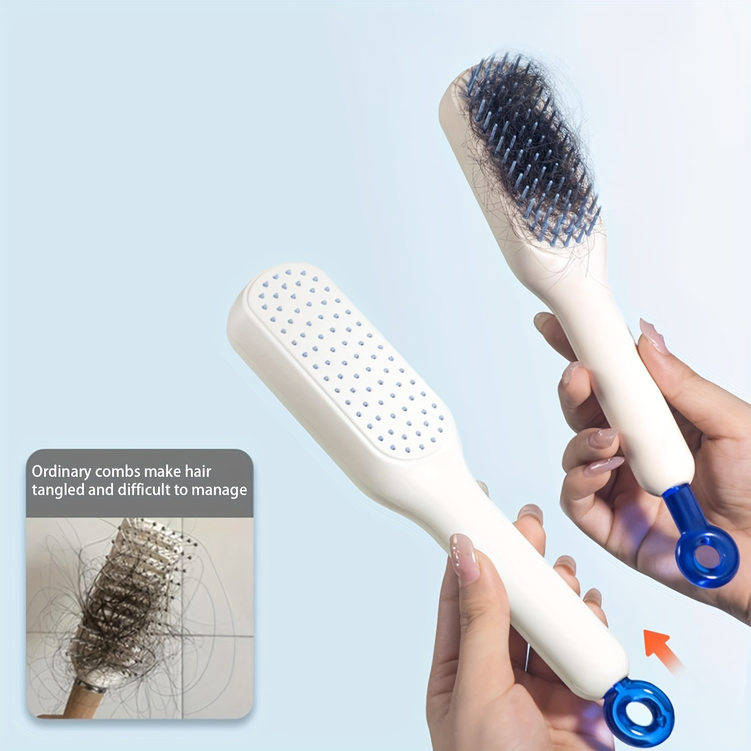 easy clean self cleaning hair brush anti static scalp massaging comb for all hair types perfect gift for women details 2