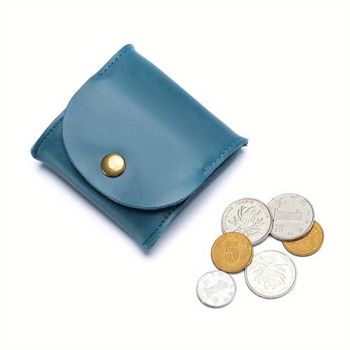 1pc mini pu leather wallet retro small storage pouch bag with button closure coin holder