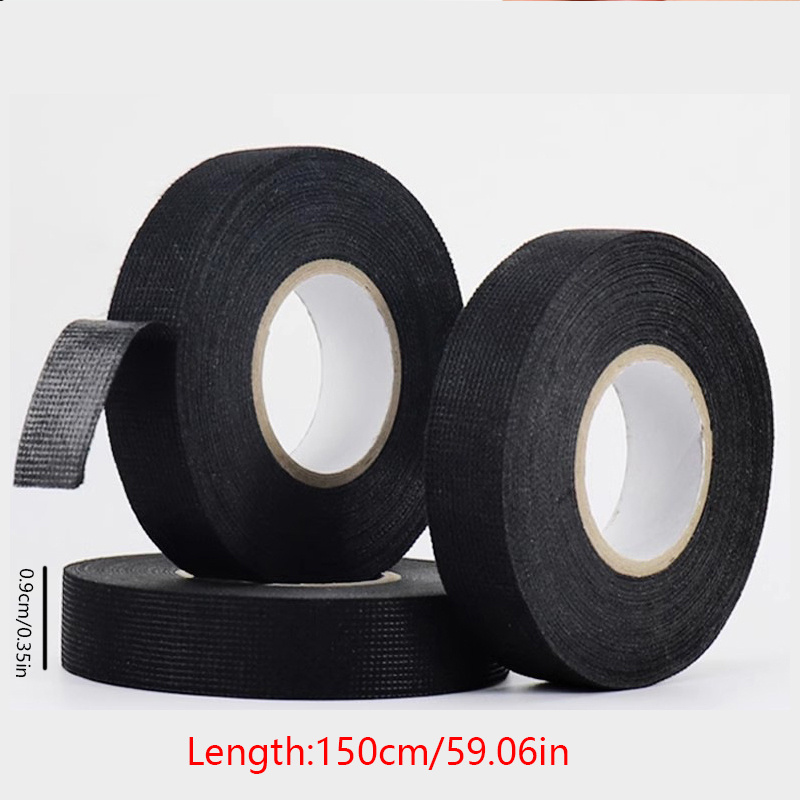 TEMU 5pcs Flannel Electrical Tape - 15m Black Wire Wrap For Automotive & Motorcycle Engine Compartment Soundproofing, Shielding, And Fire Retardant