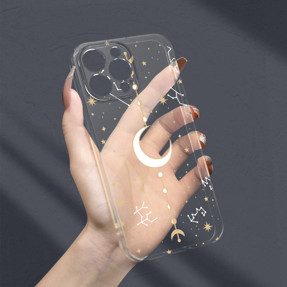 

Moon Bracelet Transparent Phone Case Full Lens Protection Shock Absorption Drop Resistant Durable Suitable For 11/12/13/14/15 Pro Max/xs/xr/x/7/8 Plus/se.