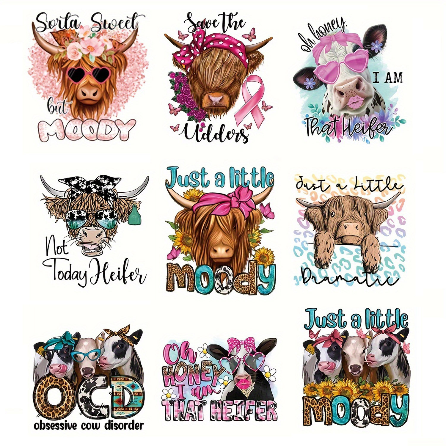 

9pcs/set Small Size Animal Theme Diy Hot Selling Heat Transfer Suitable For Clothing T- Backpack Jeans Hat Pillow Press Decal Personalized Style Fashionable Washable Heat Transfer Design Sticker