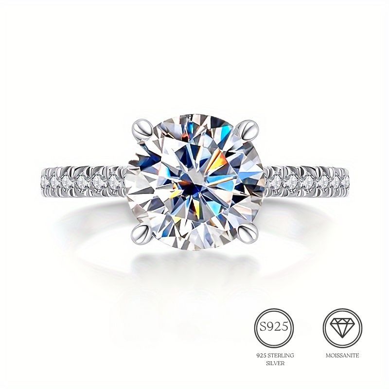 

1pc 2/2/2/3.3/2.9g 1/2/3/5/ Moissanite Decor Promise Ring, Classic Ring Jewelry For Engagement, For Gifts