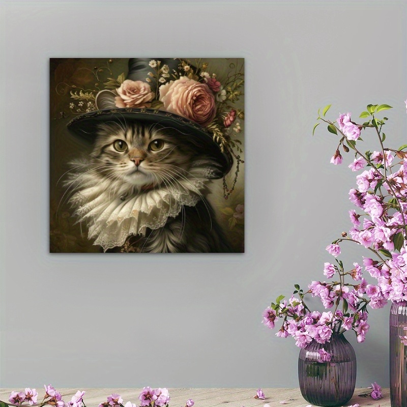 

1pc Gorgeous Cat European Style Canvas Wall Art, Fun Decoration Home Decoration Living Room, Dining Room, Bedroom, Kitchen, Bathroom, Home Decor, Room Decor